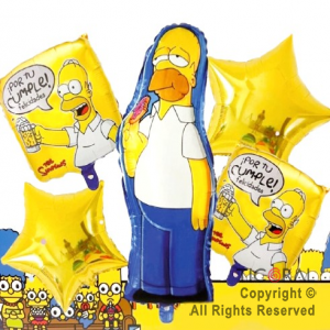 SET DE GLOBOS METALIZADO THE SIMPSONS 5 UNIDADES 